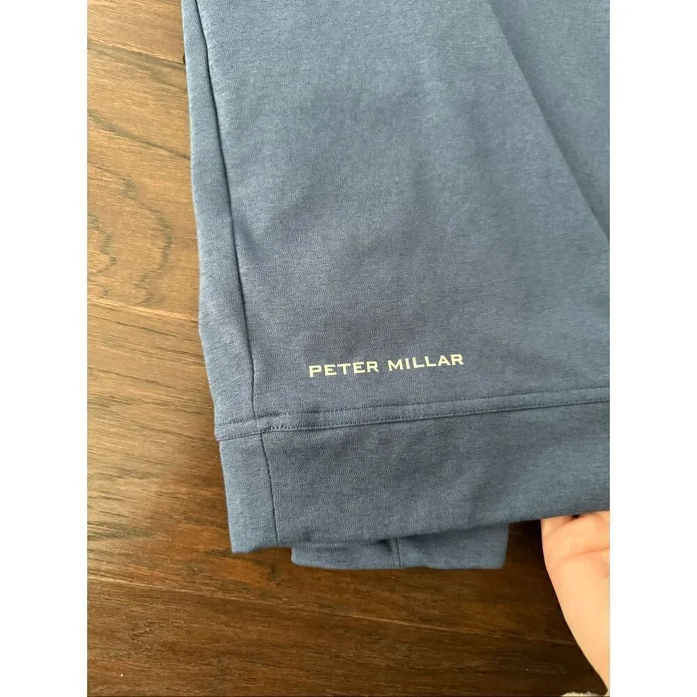 Peter Millar Navy and Light Blue 1/4 Zip Pullover XXL Branded